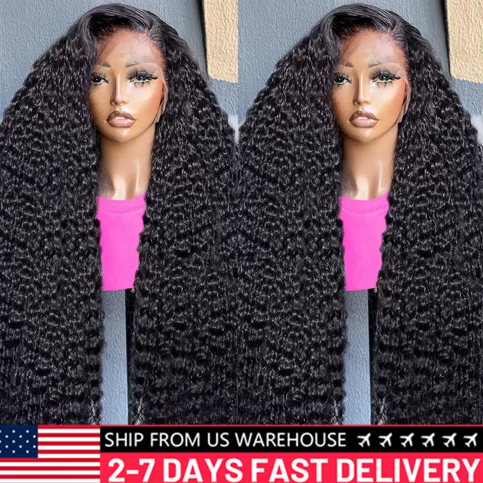 Perruque Lace Front Wig Deep Wave Naturelle Bouclée, Cheveux Humains, 13x4, 13x6, 30 32 Pouces, Dens