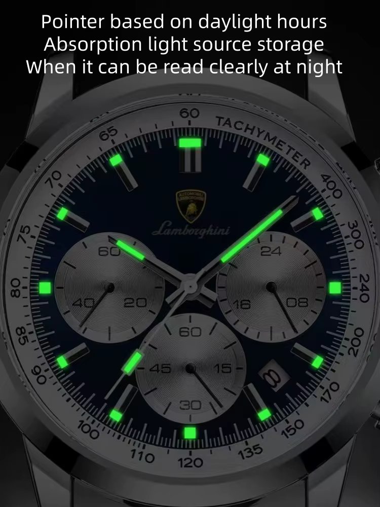 Montre multifonctionnelle Lamborghini 921 pour homme et femme avec calendrier, montre à quartz, lumi