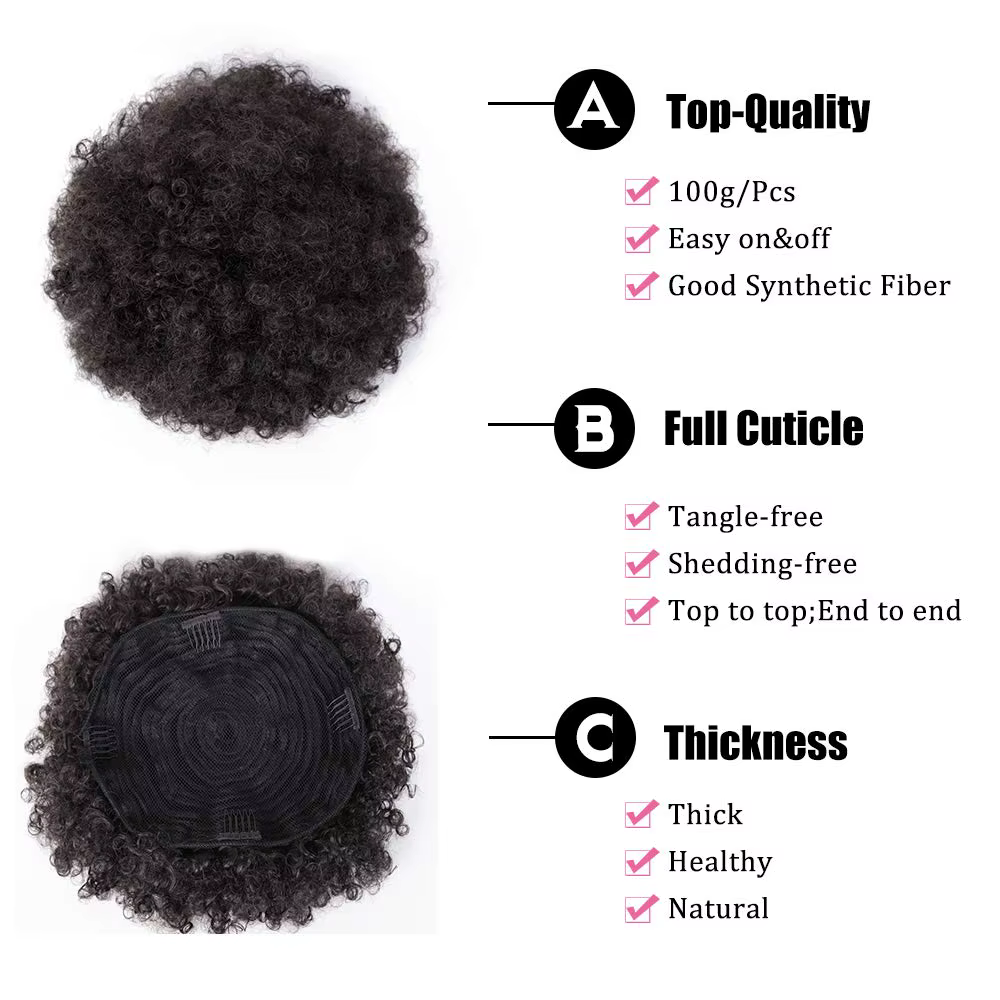 Extension de queue de cheval synthétique Afro bouffante, cheveux crépus bouclés avec cordon de serra