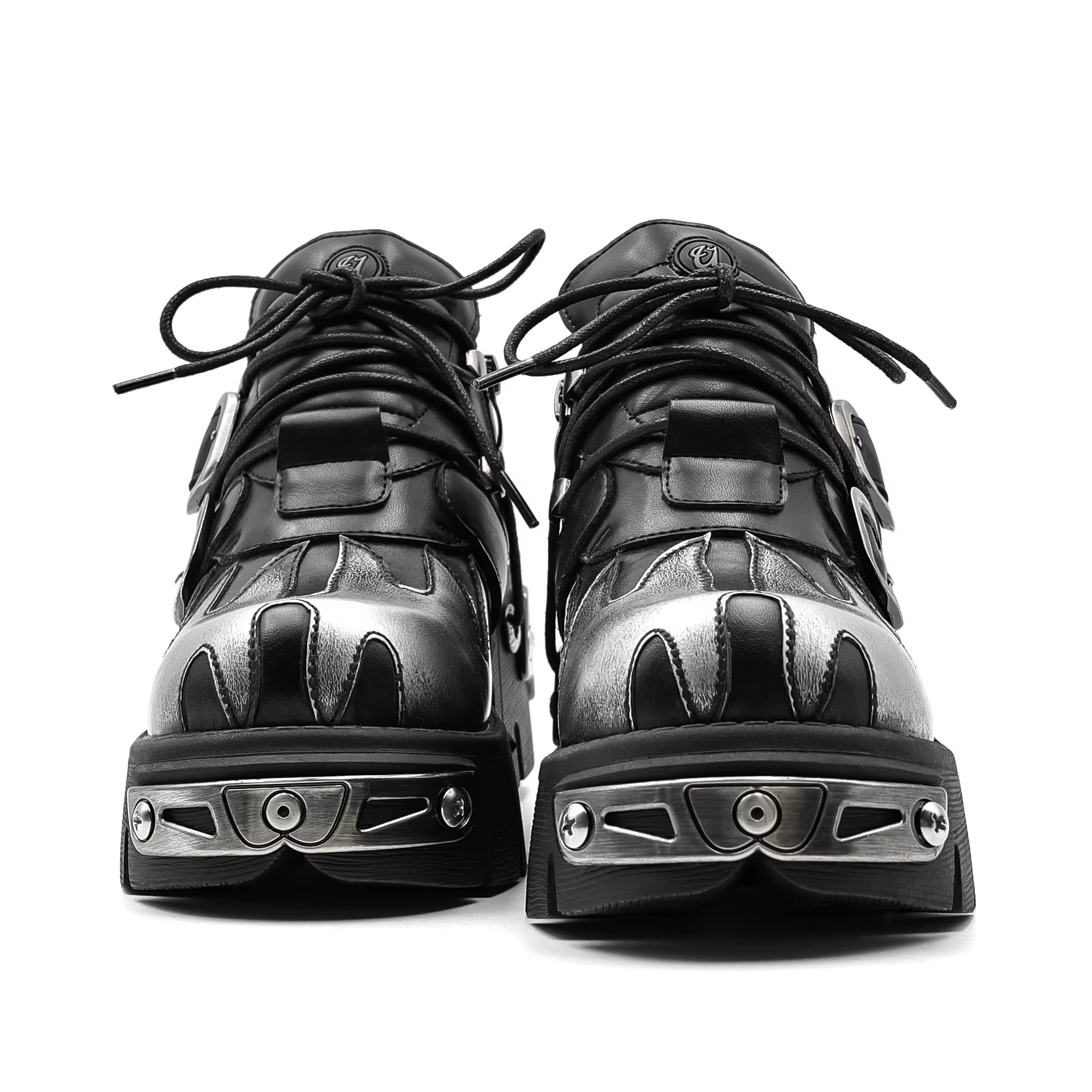 Chaussures de Couple Rock Vintage pour hommes et femmes, bottes rétro en cuir Punk foncé, Design de