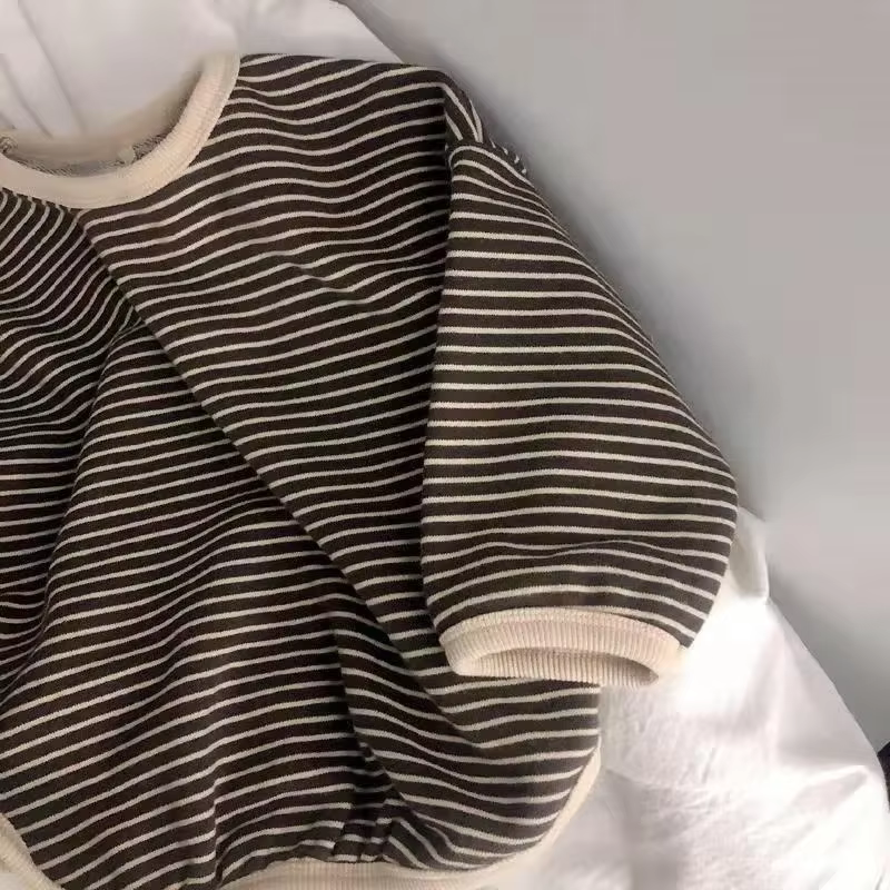 Lawadka coton vêtements pour enfants à manches longues T-shirts rayé bébé garçon hauts pour filles d