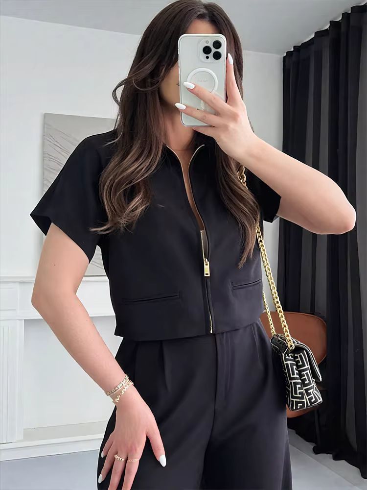 HXAO recadrée femmes vestes avec fermeture éclair vêtements d'extérieur haut été court Cardigan à ma
