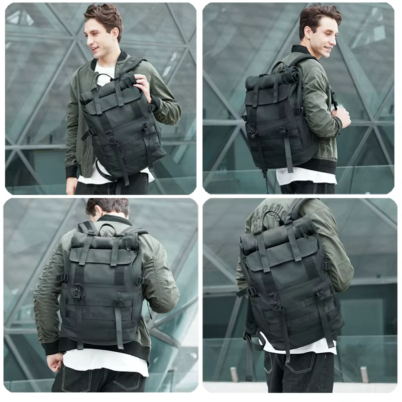 MOYYI 3 en 1 sac à dos pour ordinateur portable extensible hommes femmes grand rouleau haut voyage s