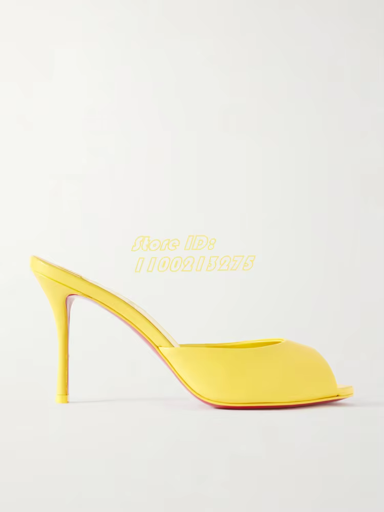 Peep Parker-Pantoufles en cuir à enfiler peu profondes pour femmes, chaussures à talons aiguilles, t