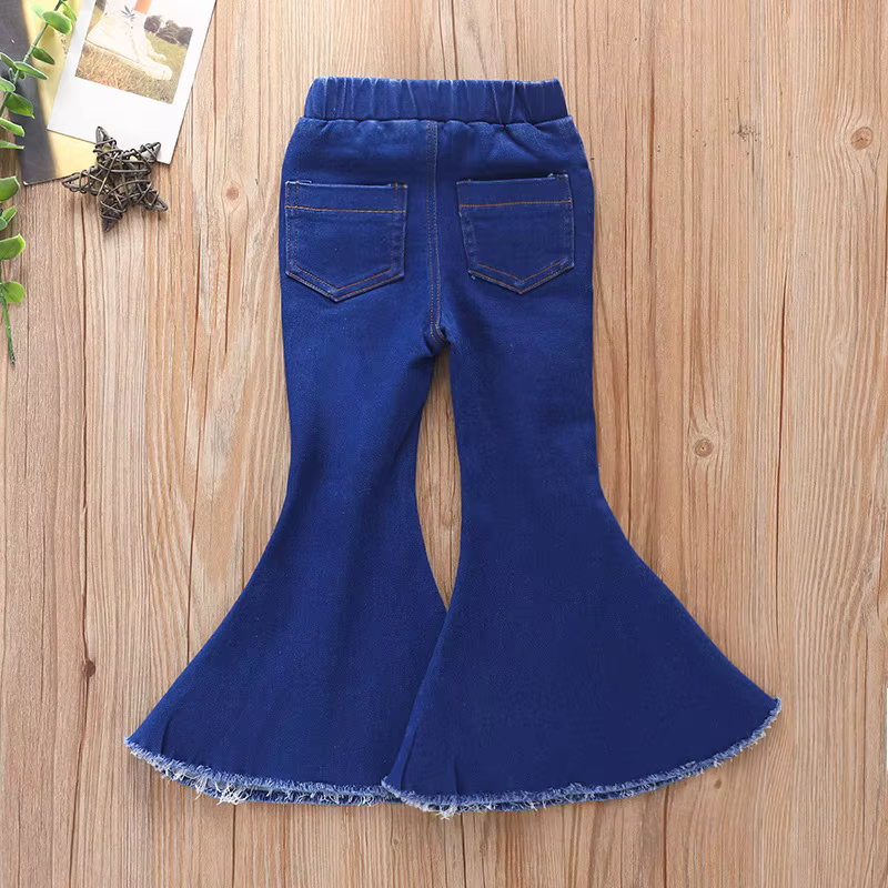 Jean moulant pour bébés filles, pantalon en Denim à trous, décontracté, extensible, évasé, vêtements