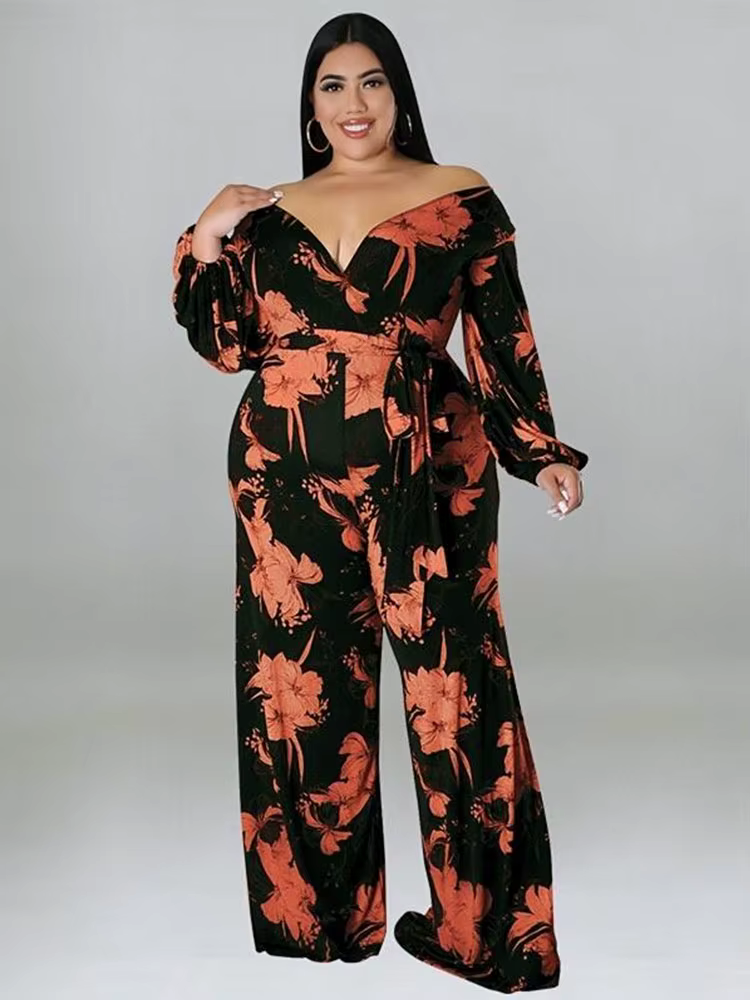 Combinaison une pièce pour femmes, combinaison à manches longues, imprimé, ample, grande taille, ven