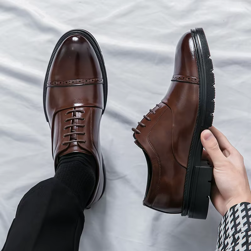 Chaussures en cuir tendance pour homme, de haute qualité, pour mariage, bureau, style brogue, chauss