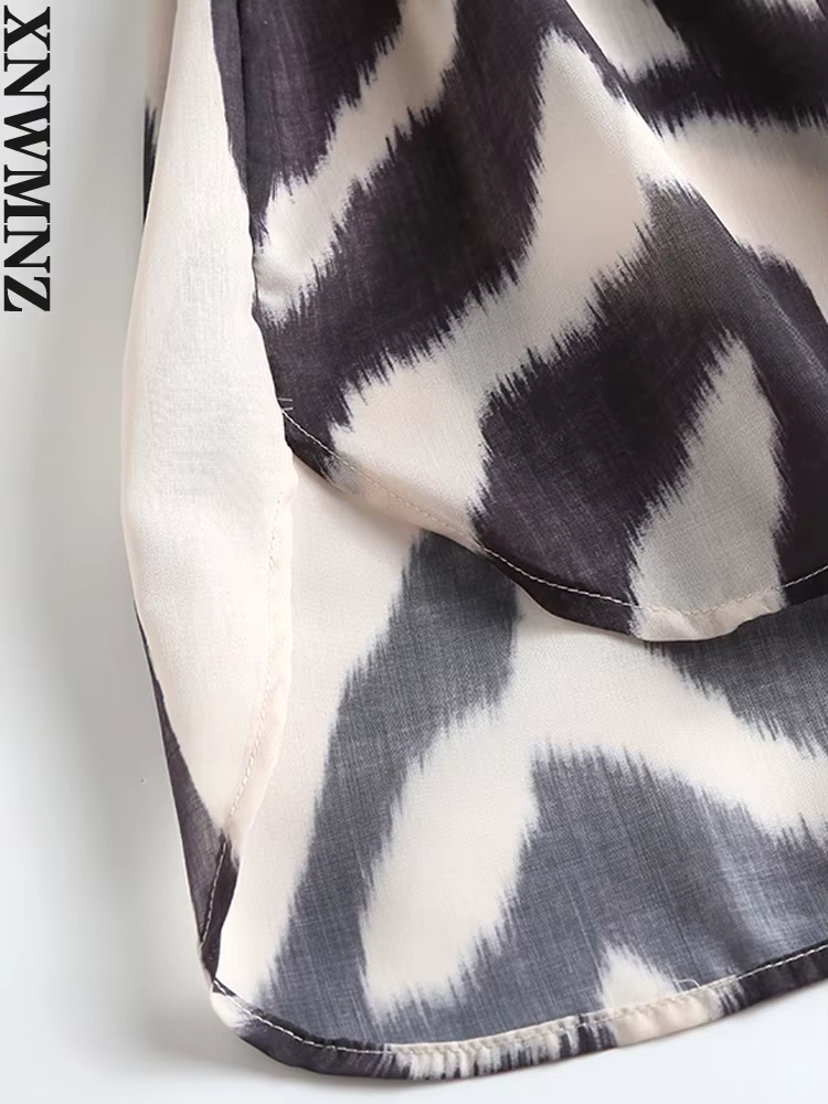 XNWMNZ-Chemise à Manches sulfen Coton et Lin pour Femme, Chemisier Imprimé Zèbre, Décontracté, obser