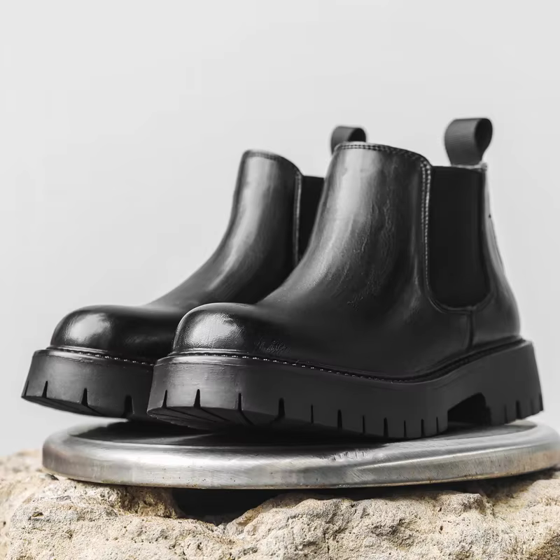 Bottes en cuir à l'offre elles optiques pour hommes, fourrure formelle d'affaires, courtes, style br