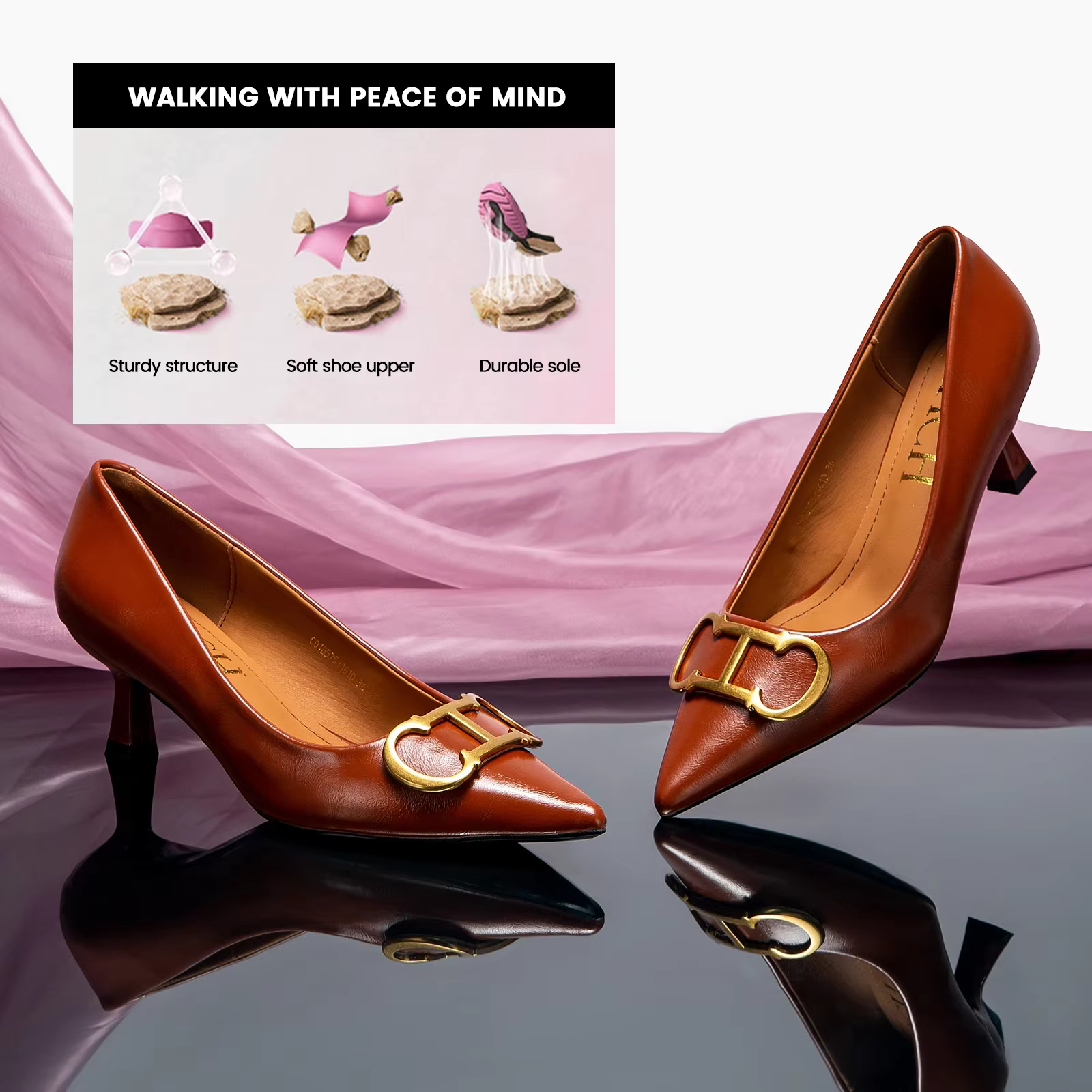 Chaussures pour femmes bout pointu talons hauts en cuir verni robe talons chaussures bateau chaussur
