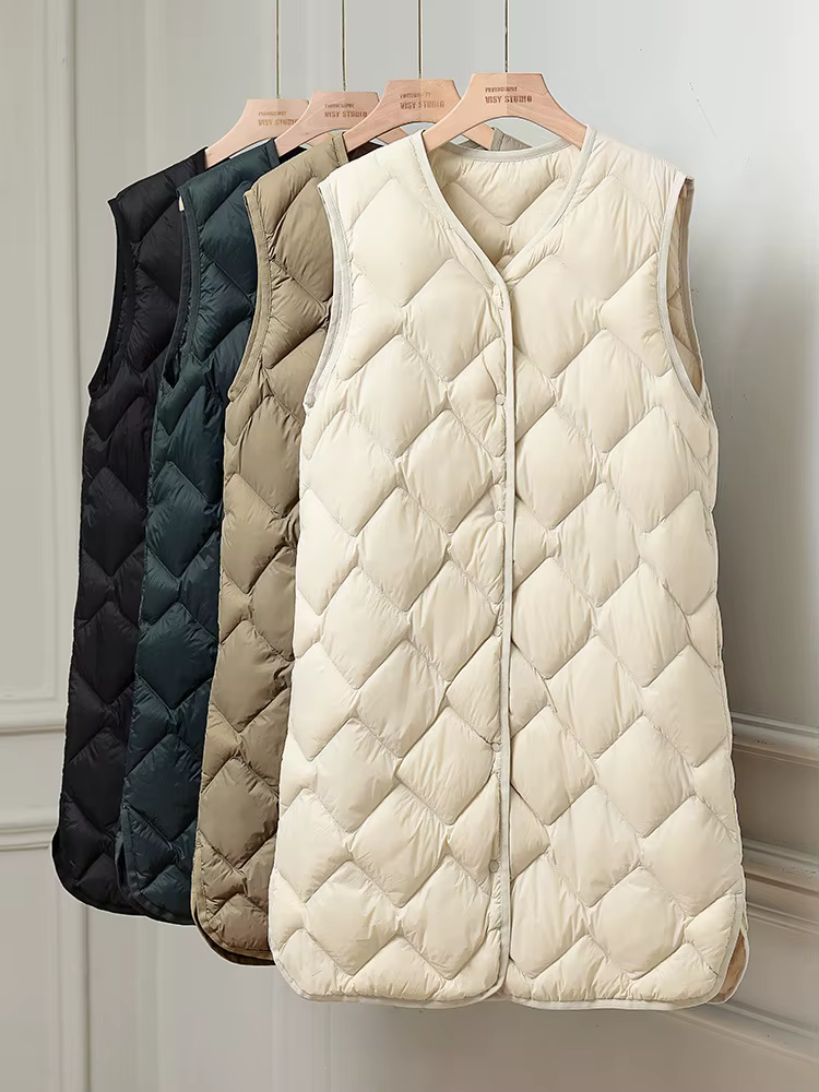 NewBang-Gilet Long Ultra observateur en Duvet de Canard pour Femme, Manteau Chaud à Col Rond, Diaman
