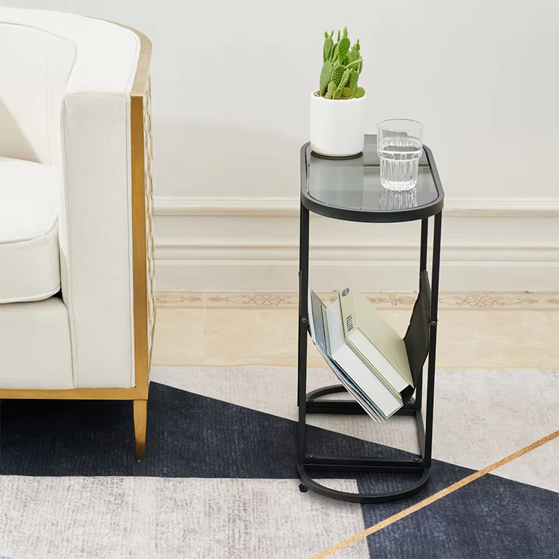 Petites Tables d'Appoint promenales en Verre, Petit Espace de Salon avec Magazines, Espace de Rangem