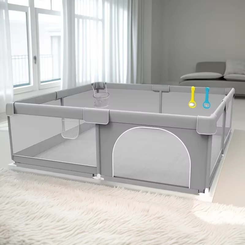 IMBABY Aire de jeux pour bébé 150x180 cm Parc pour bébé Boîte de clôture pour enfants grise avec par