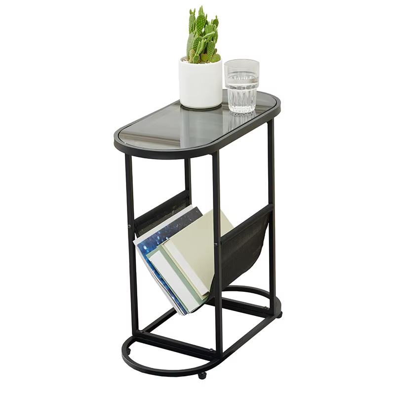 Petites Tables d'Appoint promenales en Verre, Petit Espace de Salon avec Magazines, Espace de Rangem