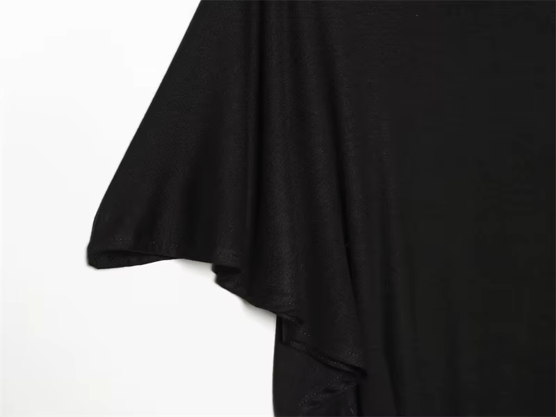Haut plissé asymétrique noir pour femme, nouvelle collection Printemps-Été 2026, élégant et chic, po