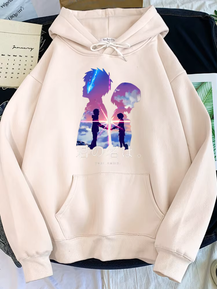 Sweat à capuche à col rond pour femme, vêtement surdimensionné, ample, mignon, avec films d'anime ja