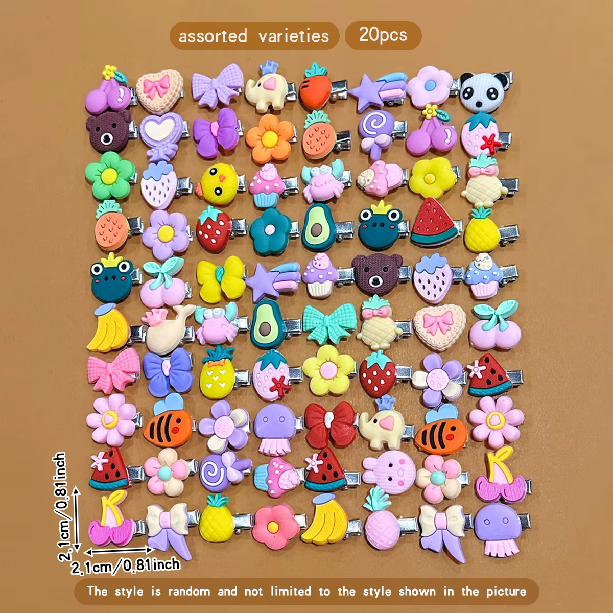 20 pinces à cheveux mignonnes de dessin animé aléatoires adaptées aux accessoires de cheveux quotidi