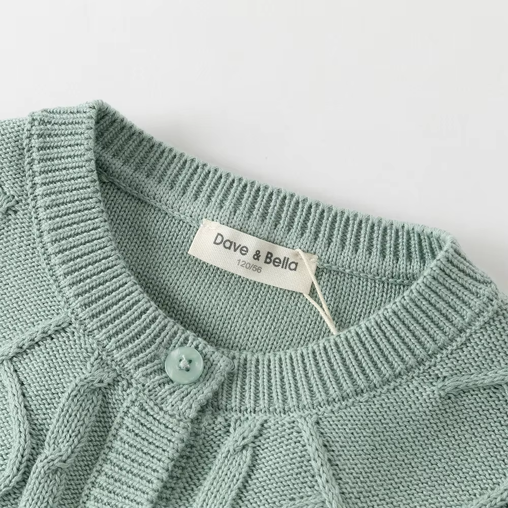 Dave Bella automne printemps Cardigan pull pour filles tricoté pull enfants bouton manteau d'extérie