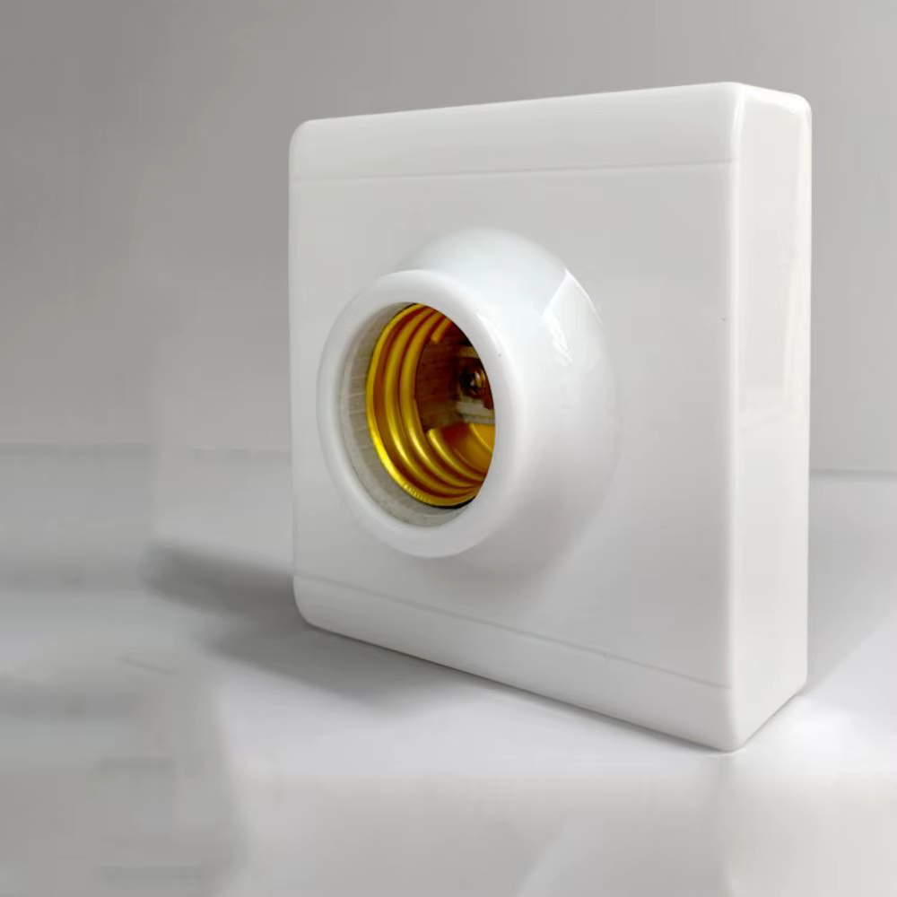 Coque en plastique avec bouchon à vis, base de lumière carrée en céramique, prise de raccord, suppor