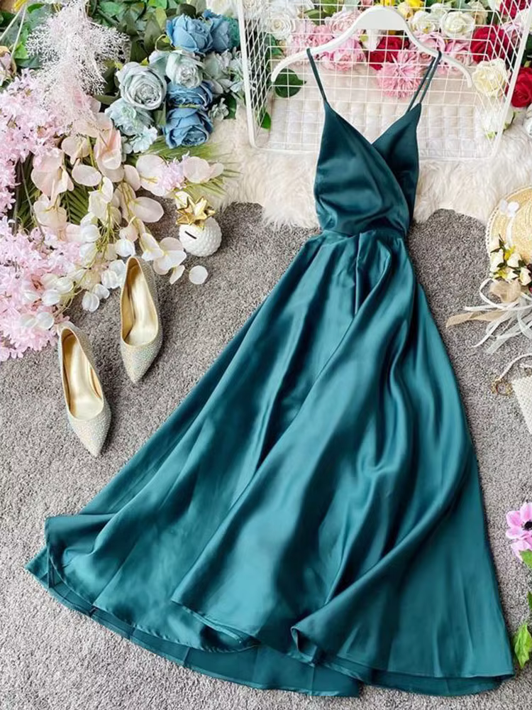 Jmprs – robe longue en Satin, taille haute, pour femmes, tenue élégante de plage, vacances, été, 202