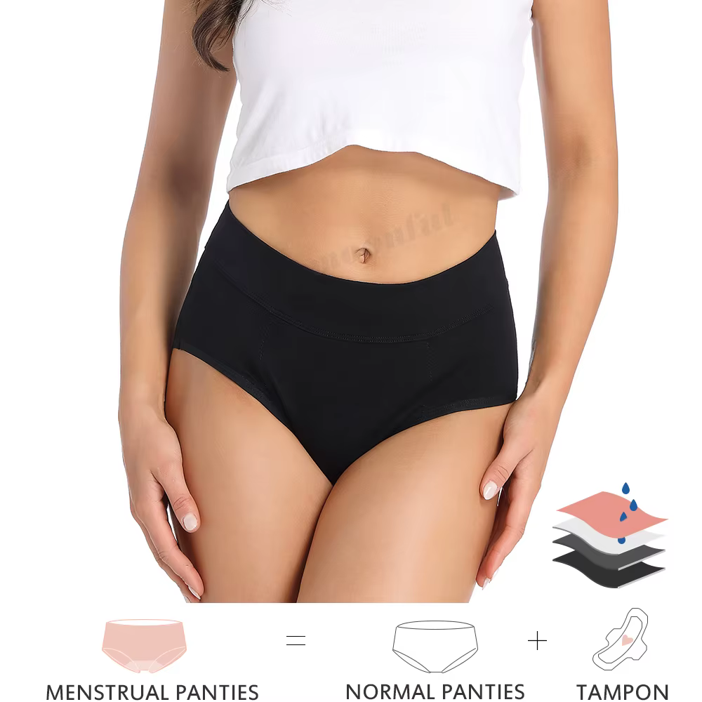 Culotte menstruelle en bambou à 4 couches très abondante pour femmes à flux fort, sous-vêtements men
