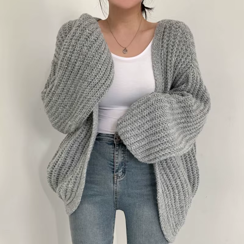 Cardigan Vintage Harajuku à manches lanternes pour femme, pull décontracté, coréen, Streetwear d'aut