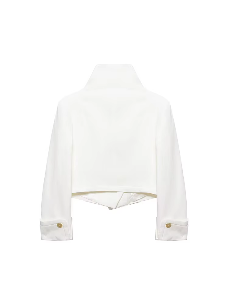 TFMLN – veste élégante pour femmes, couleur unie, manches longues, col montant, boutonnée, courtes,