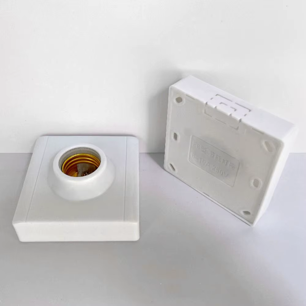 Coque en plastique avec bouchon à vis, base de lumière carrée en céramique, prise de raccord, suppor