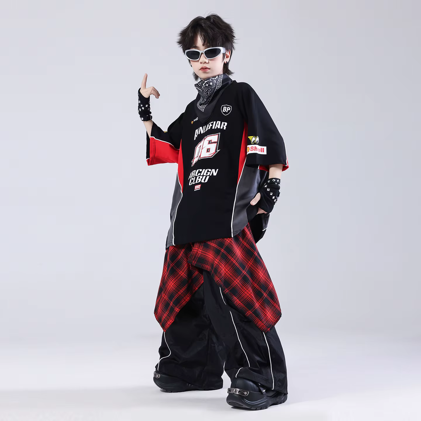Ensemble de vêtements pour enfants, t-shirt et short, style hip-hop, jazz, danse, pour garçon et fil