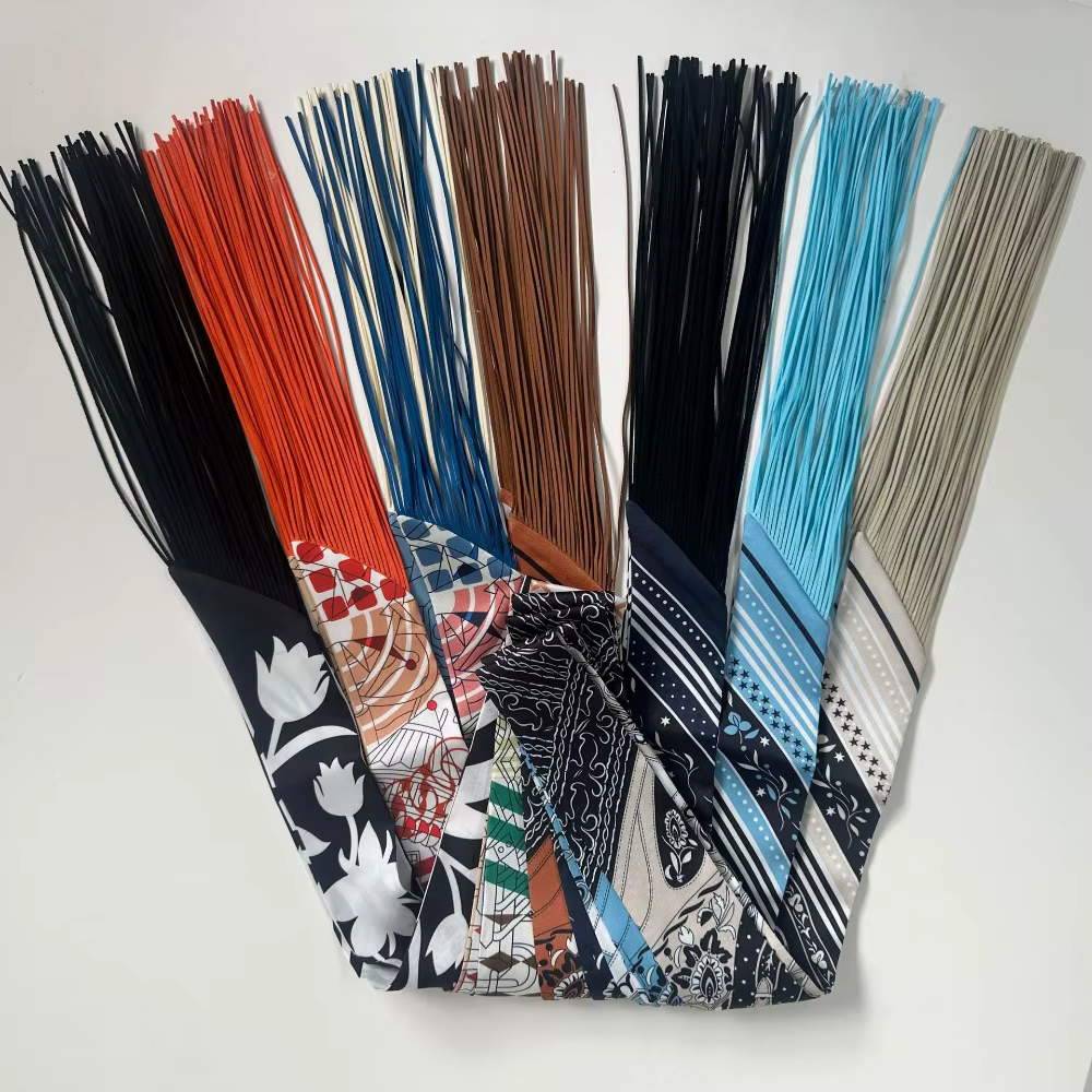 Écharpe à pampilles imprimé noix de cajou pour femmes, 130x5cm, ruban décoratif en soie sergé toutes