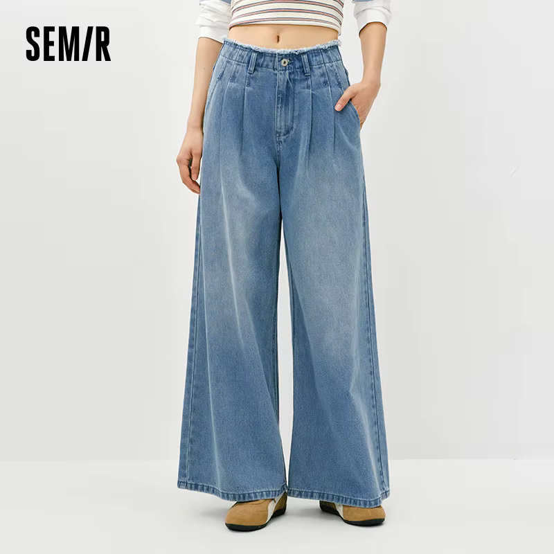 Semir – jean élégant pour femmes, ourlet brut, taille haute, jambes larges, longueur au sol, pantalo