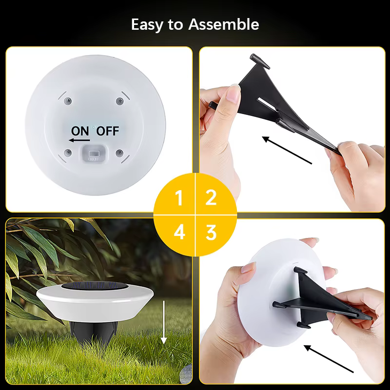 1/4 pièces lumières extérieures solaires 14LED lampe de pelouse étanche, 360 ° Éclairage au sol po
