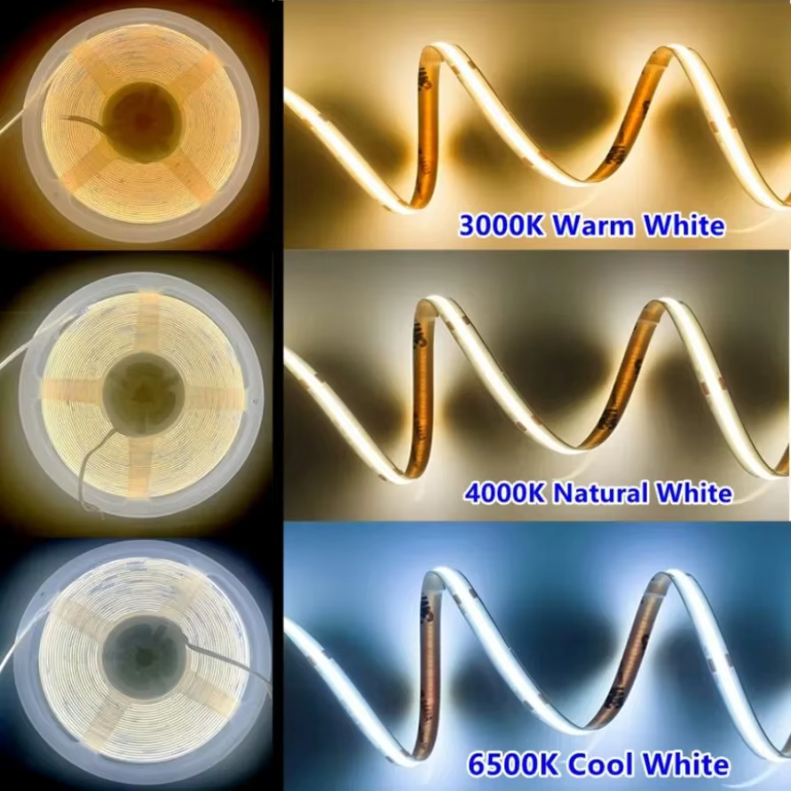 Bande lumineuse LED COB ultra fine avec prise CC, éclairage linéaire à intensité variable, décoratio