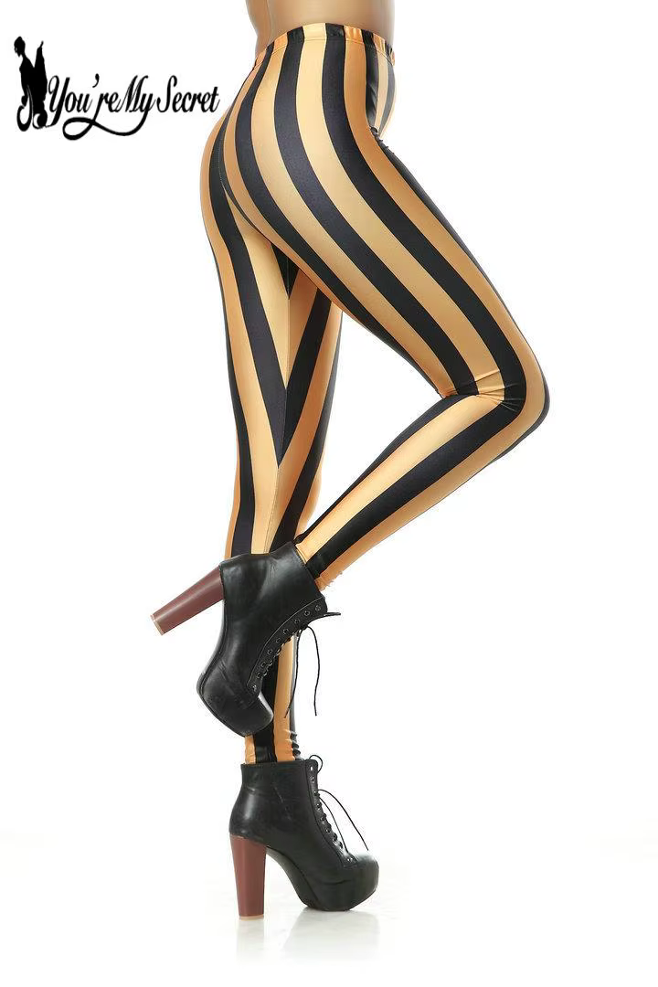 [You're My Secret] mode femmes Leggings Sexy taille haute élastique rayure imprimé pantalon décontra