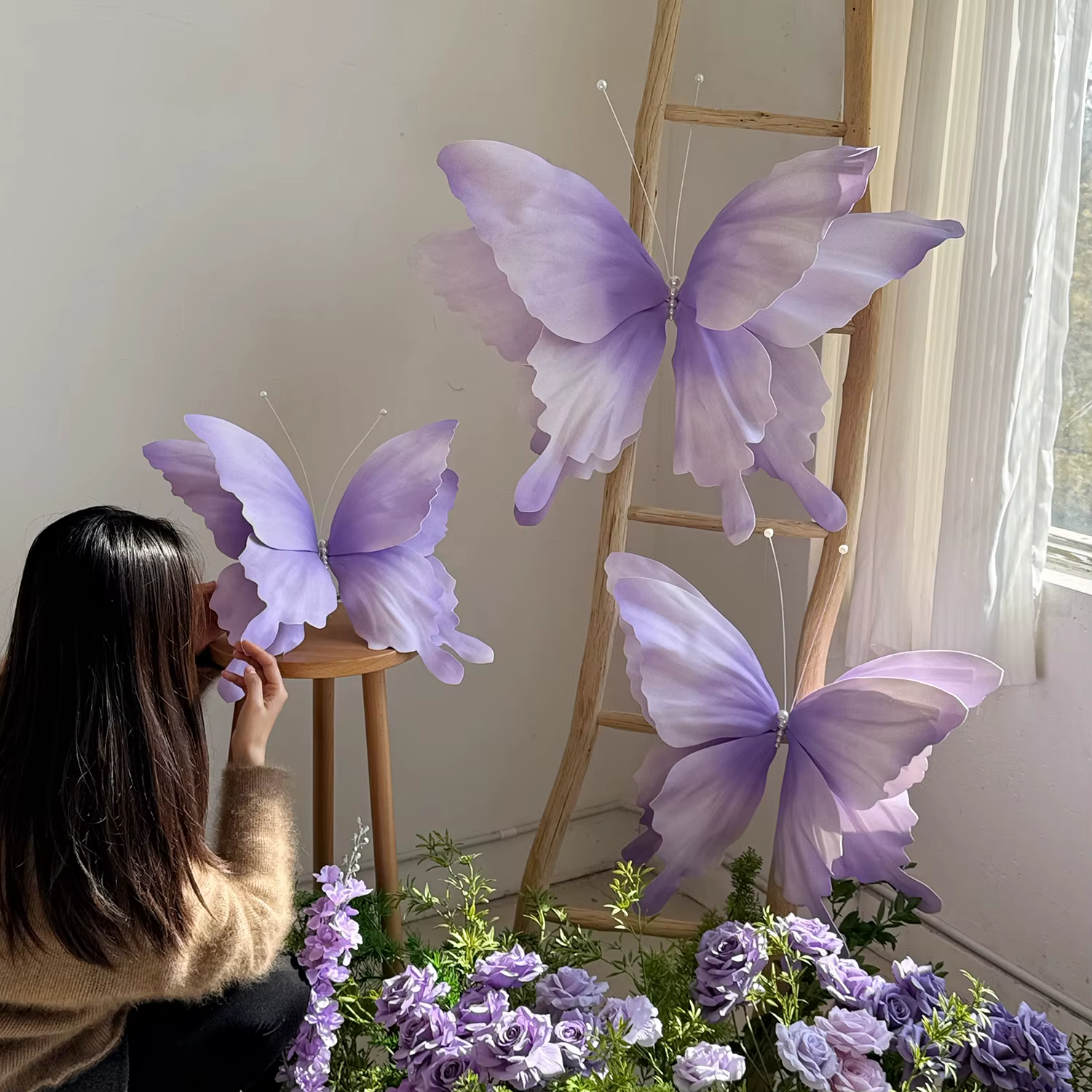 Grandes décorations papillons imperméables pour extérieur, pour mariage, DIY, révélation du sexe, fê