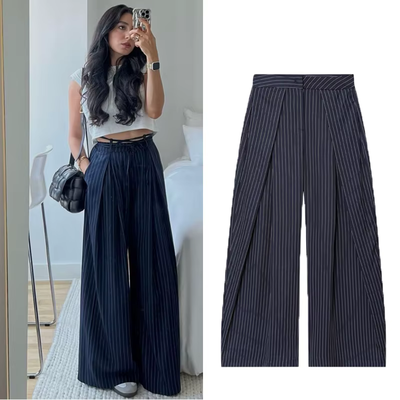 Pantalon Baggy femme pantalon rayé pantalon à jambes larges dames mode décontracté y2k pantalon 2025