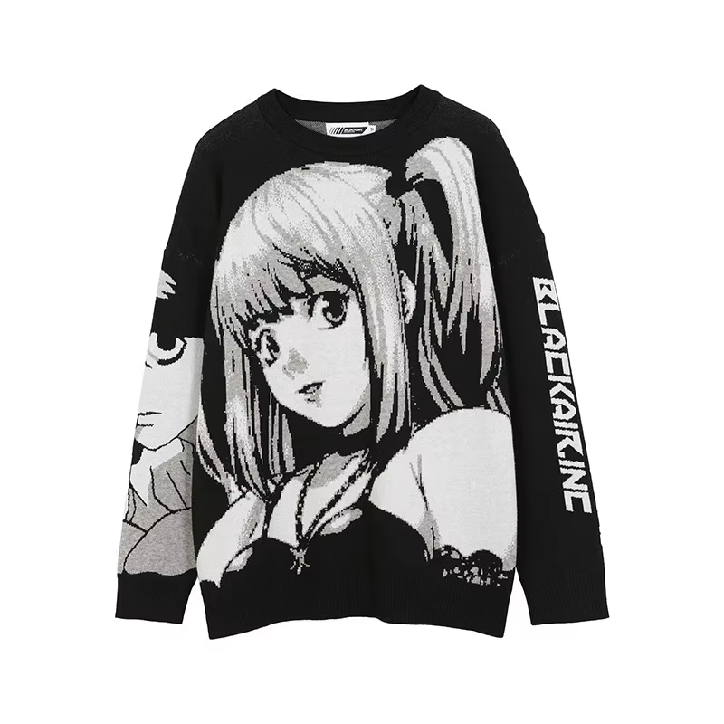Femmes Hip Hop Streetwear Harajuku pull Vintage Style japonais Anime fille tricoté 2023 coton pull c