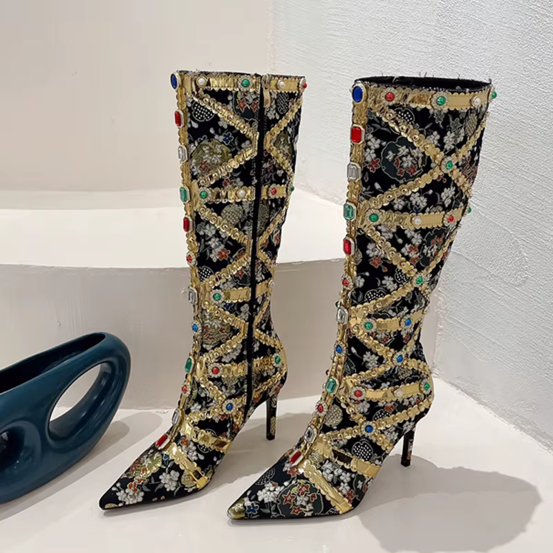 VEYKE-Bottes Hautes au Genou pour Femme, Chaussures à Talons, Travail Manuel, Sexy, Jolie tu, Parker