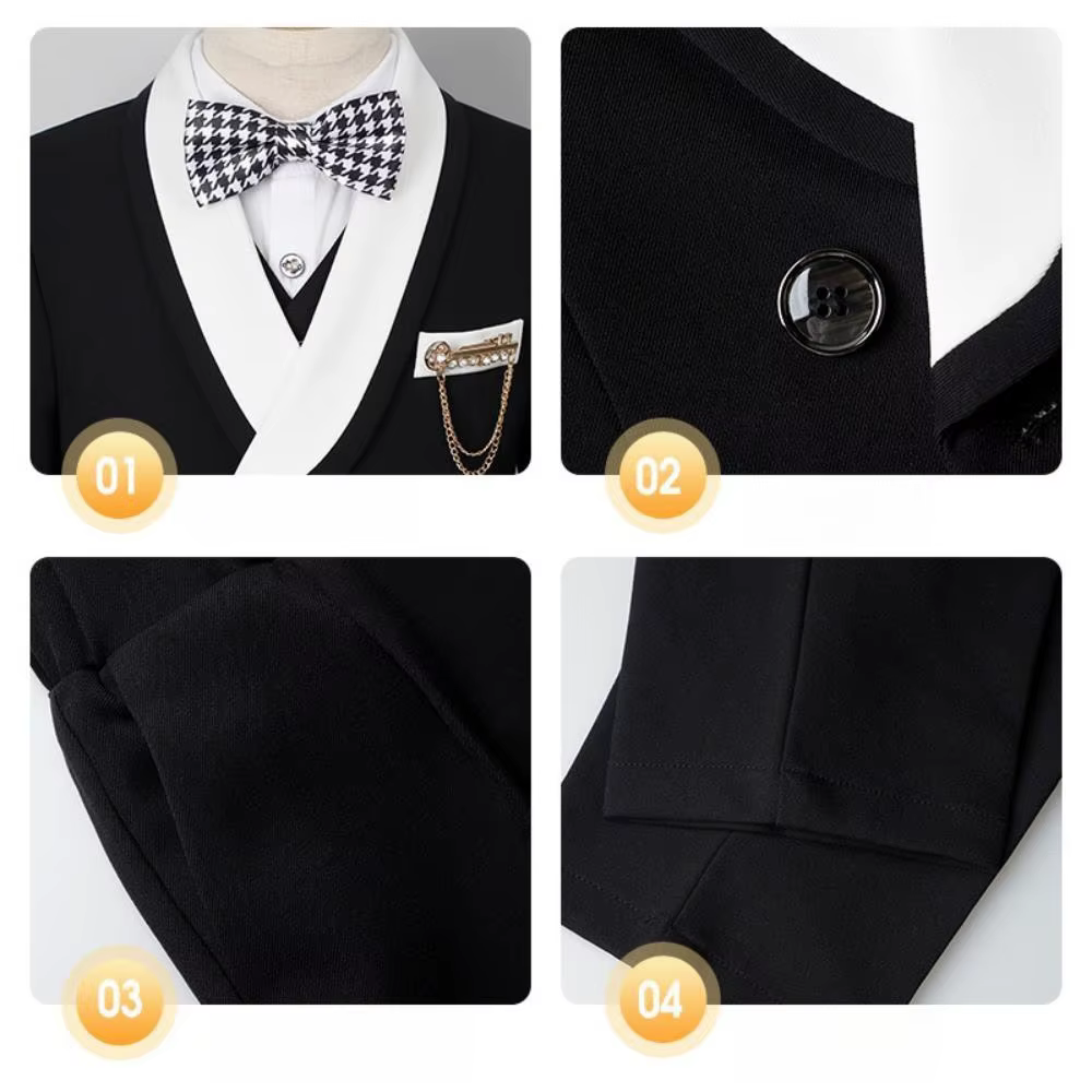 Beau smoking intelligent à revers pour enfants, 5 pièces, tenue de porteur d'anneau de mariage, ense