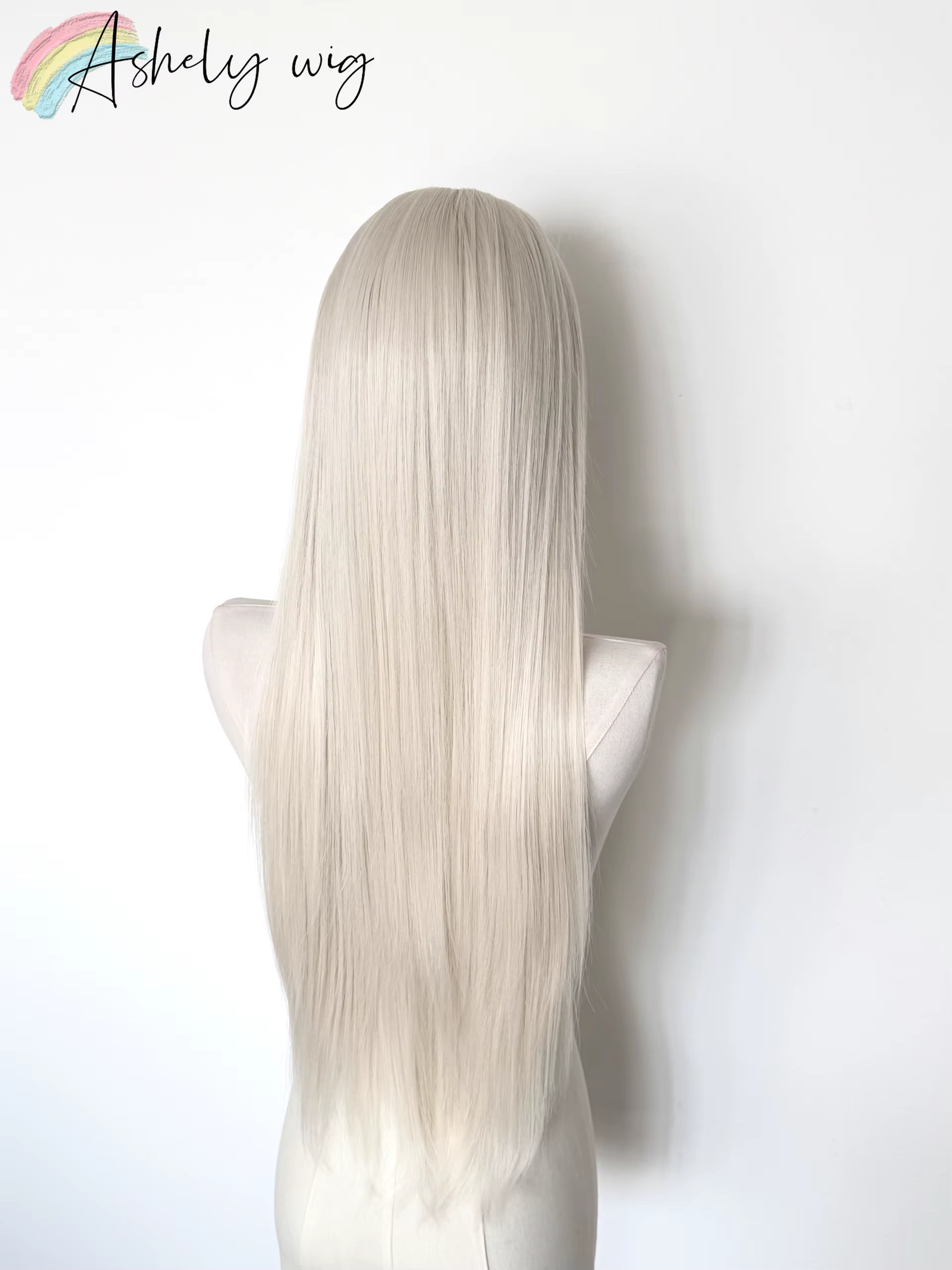 Perruque Lacefront platine 13x4 longue ligne droite perruque avant en dentelle blanche fibres haute 