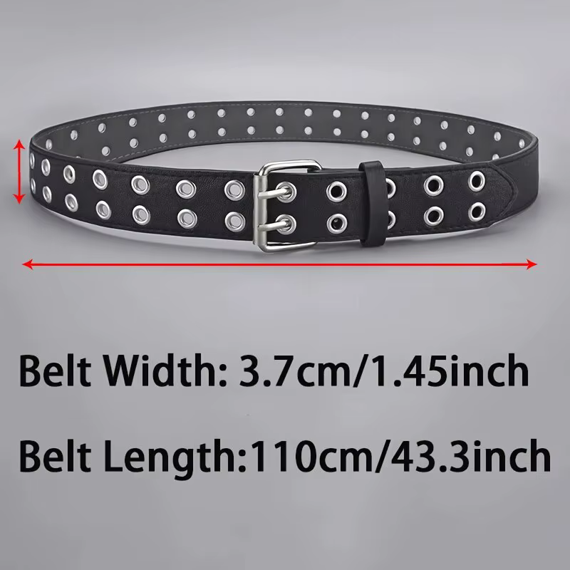 Ceinture simple à double trou pour hommes et femmes, punk, hip hop, rock, sous-culture Y2K, tendance