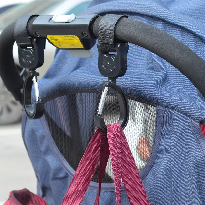 Crochets pour landau de bébé, sac suspendu rotatif à 360 degrés, organisateur de chariot, sac de ran