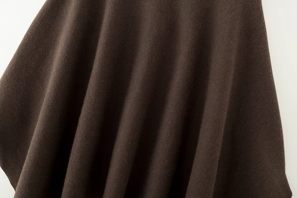 ETJ 2025 nouvelle mode femme surdimensionné version ample du col rond cape pull couleur unie manches