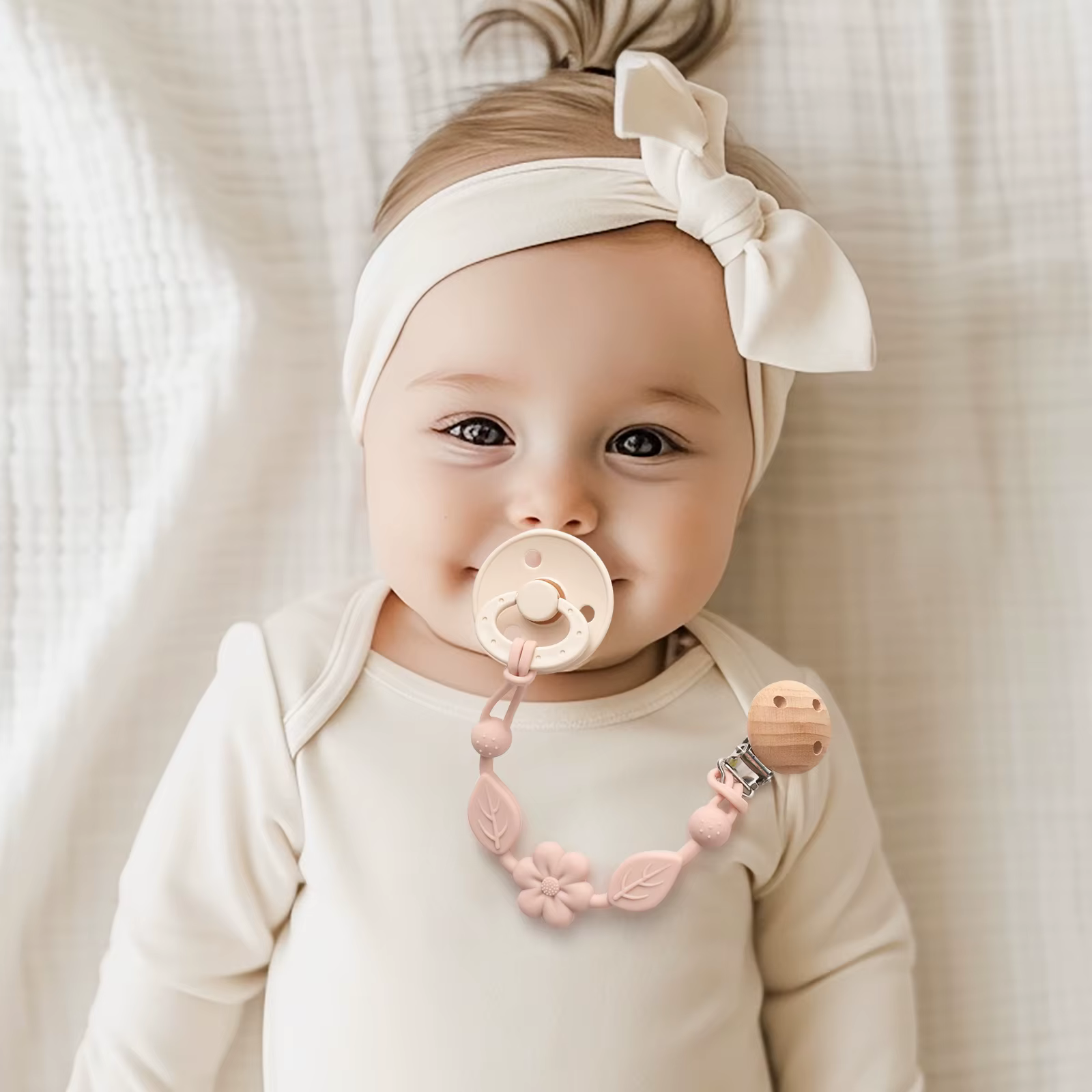 Porte-sucette réglable en silicone anti-perte pour bébé, porte-sucette fleur pour nouveau-né, adapté