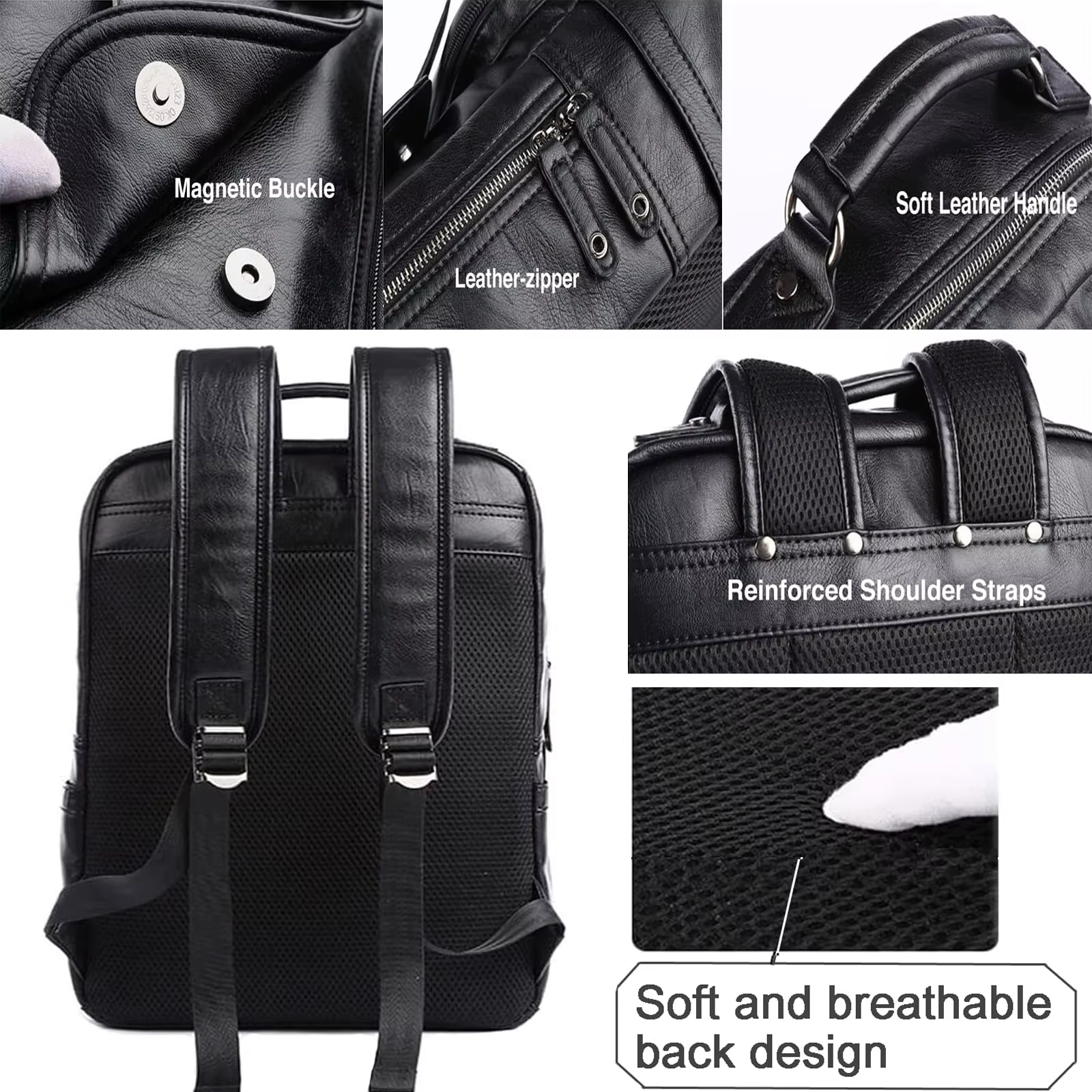 MOYYI-Sac à dos en cuir pour ordinateur portable pour homme, sac à dos de voyage étanche, sac d'affa