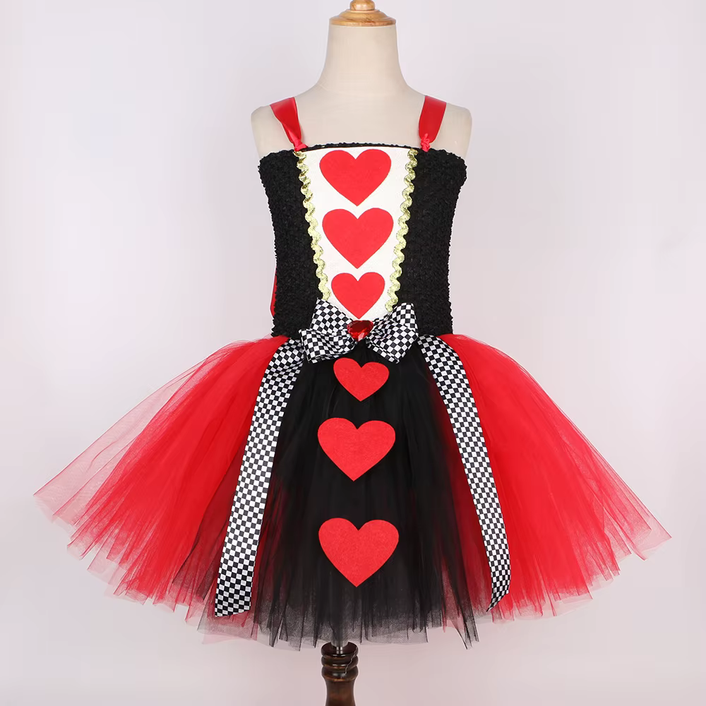 Filles reine de coeur Costume enfants Halloween carnaval fête fantaisie princesse habiller vêtements