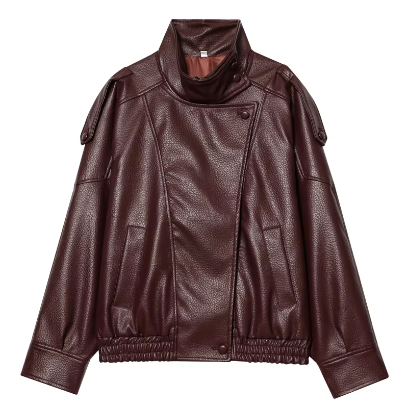 Veste femme noir veste en cuir Pu haut à manches longues femme automne 2025 nouveau en vestes et man