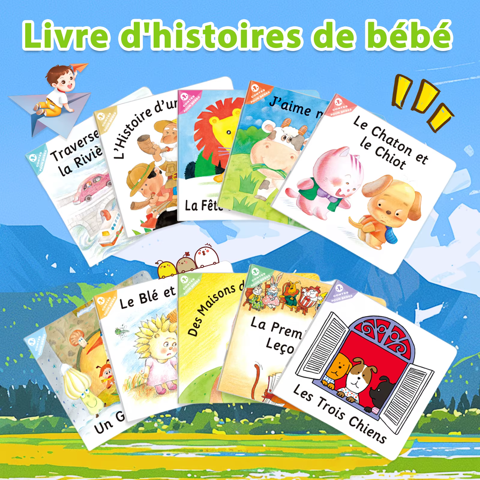 Collection French Baby Storybook - Petites histoires mignonnes pour enfants, un volume de dix livres
