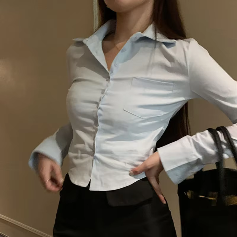 Gidyq-Chemises coréennes élégantes pour femmes, Streetwear de mode, Chemisier mince féminin, Y2K Cas