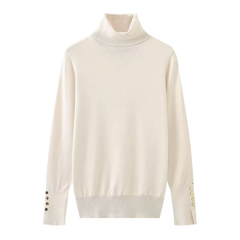 YENKYE automne femmes à manches longues basique col roulé tricot pull pull décontracté tricots